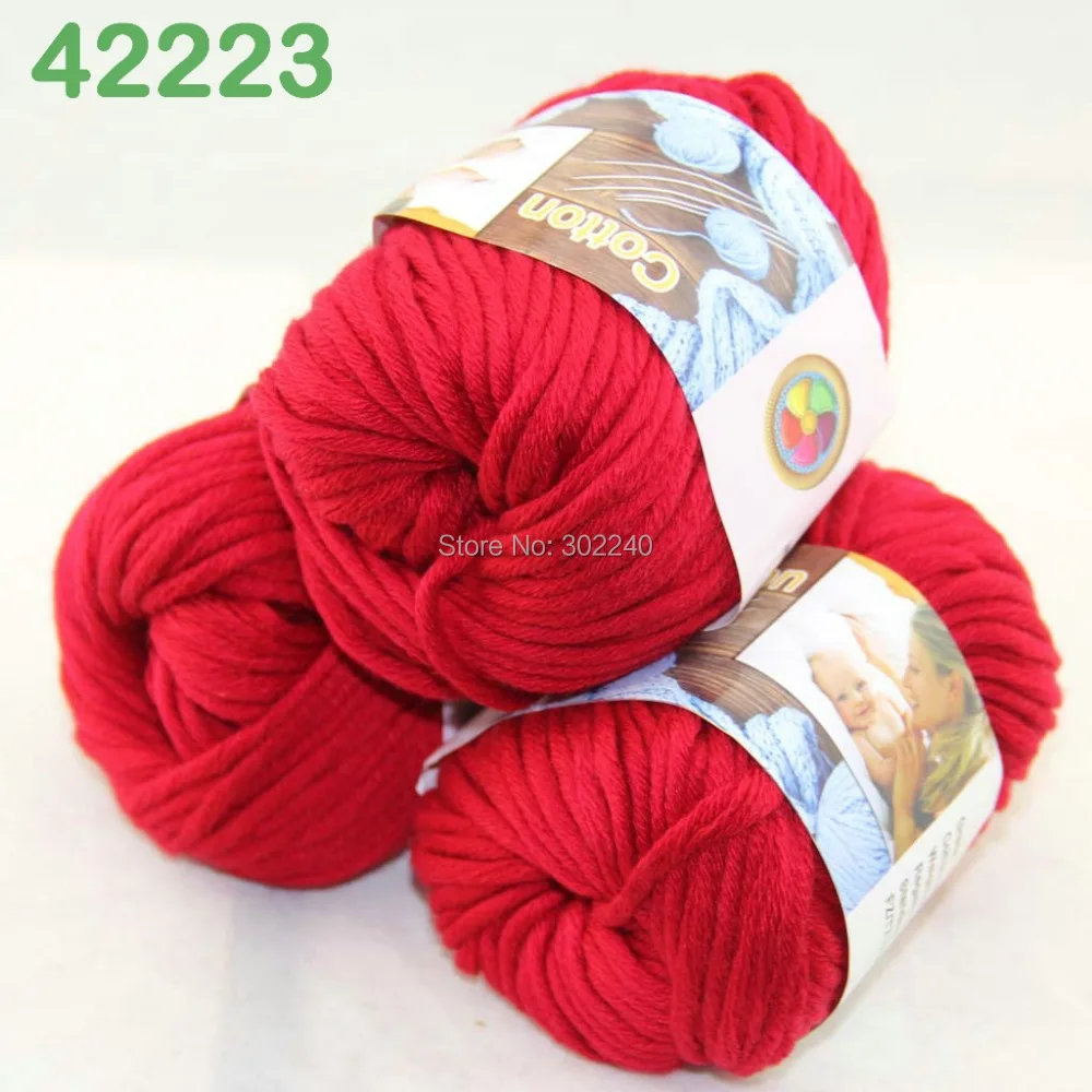 Лот из 3 шаров х 50 г Специальный Толстая камвольно хлопок Вязание Пряжа Ruby Red 2223 |