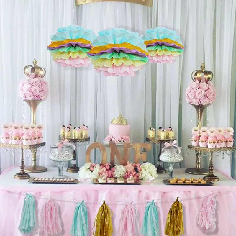 Украшения из глянцевой бумаги помпоны флаг баннер вымпел украшения DIY Baby Shower