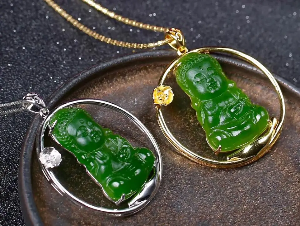 S925 silver Inlaid Natural Chalcedony Buddha Pendant Necklace | Украшения и аксессуары
