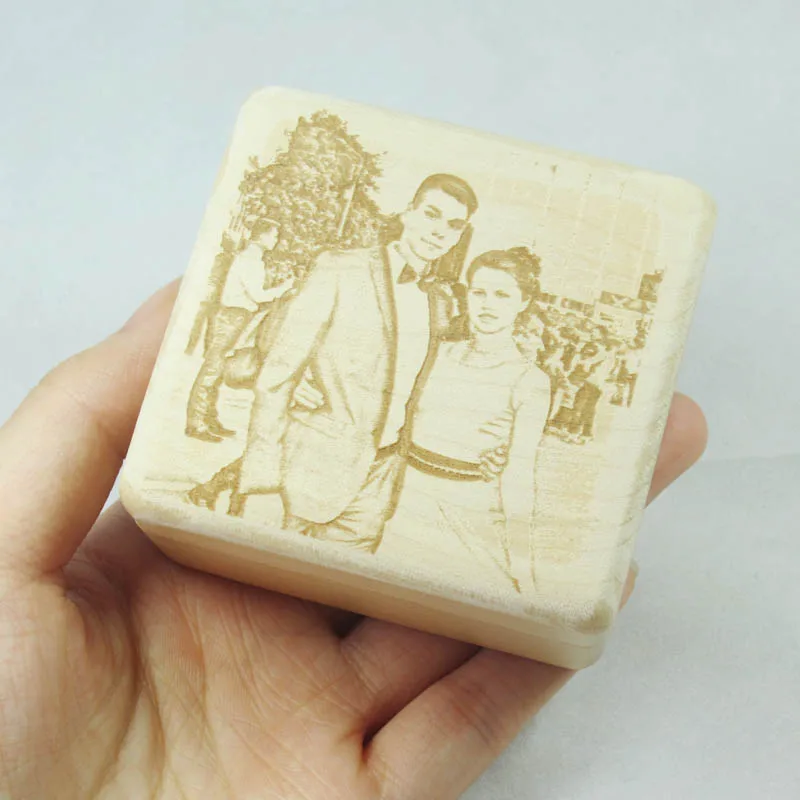 

Handmade customized engraved photo music box, wood wind up music box, personalized gift customized song