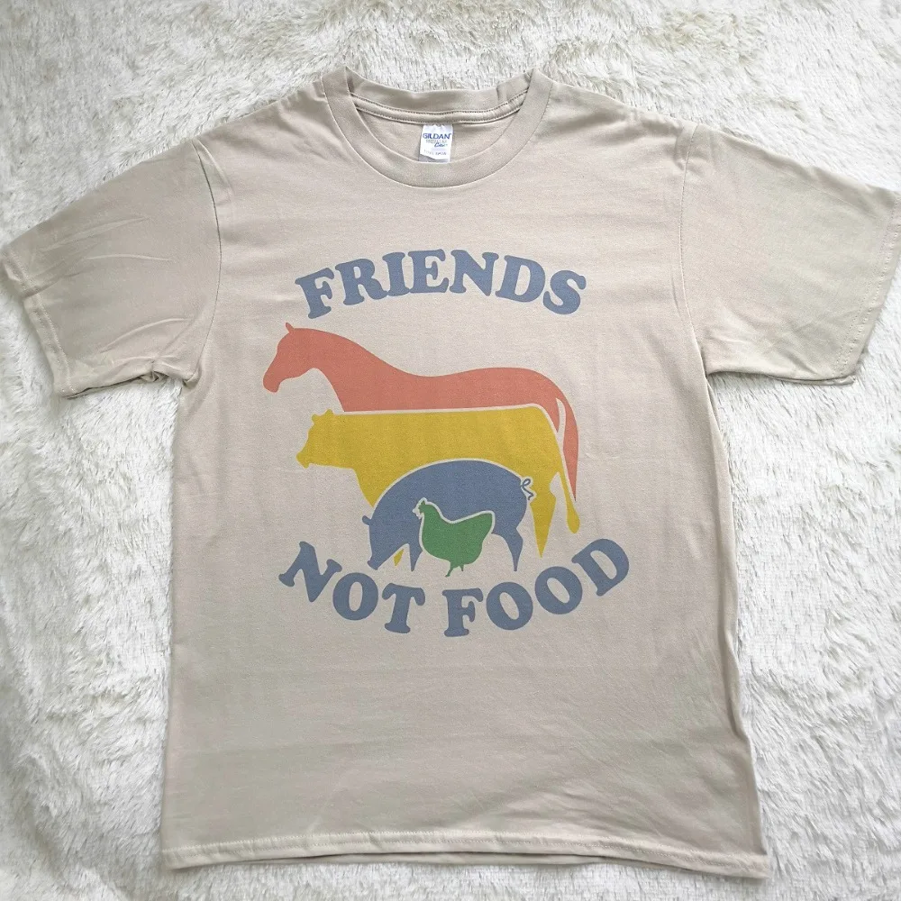 Футболка с надписью Friends Not Food Винтажная футболка подарок для веганов