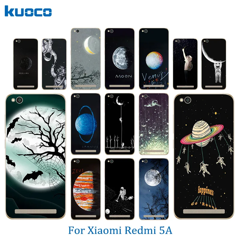 5 0 дюйма для Xiaomi Redmi 5A чехол телефона космическая Луна задняя крышка прозрачный