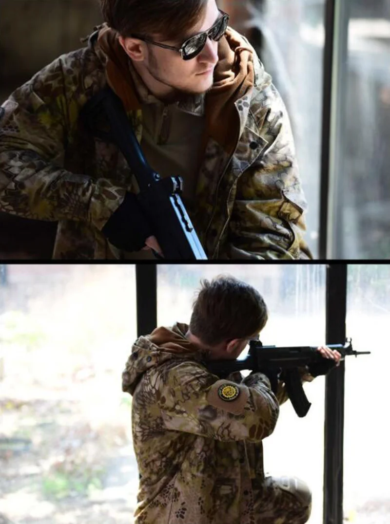 Мужская военная куртка, пальто, тактическая куртка, зимняя камуфляжная охотничья одежда, армейская ветровка с капюшоном для кемпинга, туризма, S-4XL