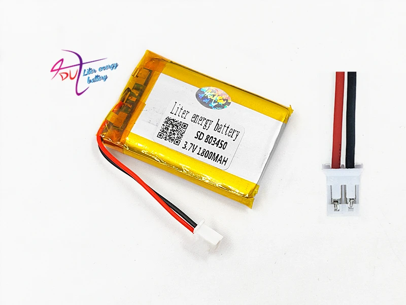 JST PH 2,0 мм 2pin 3,7 в 1800 мАч литий-полимерная LiPo аккумуляторная батарея с разъемом для MP3 DVD PAD камеры gps ноутбука 803450