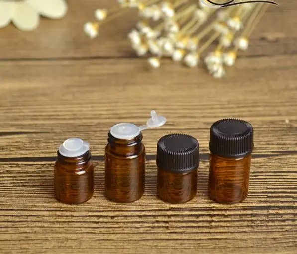 Бесплатная доставка 1 мл/2 мл 10 шт./лот коричневая стеклянная бутылка для эфирного