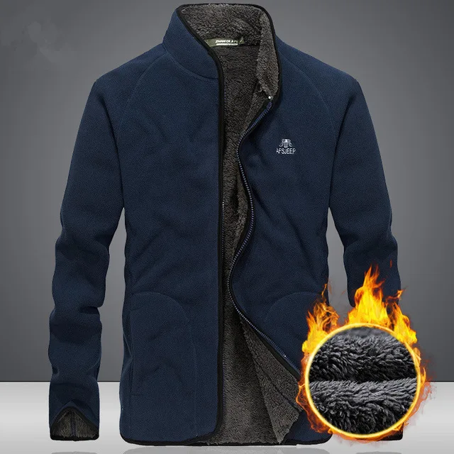Autumn and winter men's cardigan outdoor thick warm fleece jacket riding Climbing sports windproof breathable windbreaker | Спорт и