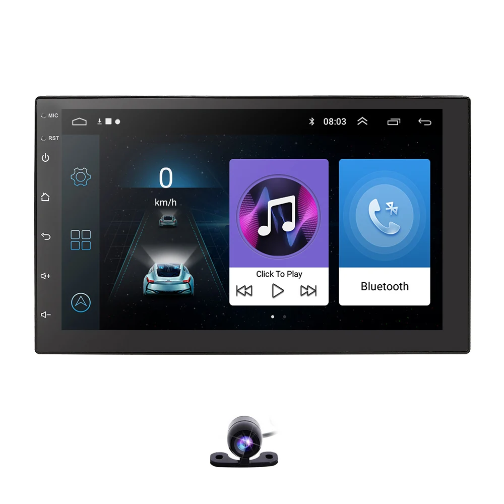 2 Din Android Радио bluetooth gps навигация wifi стерео видео 7 дюймов 1024*600 Tap PC Настольный Универсальный Автомобильный мультимедийный плеер - Цвет: With Camera