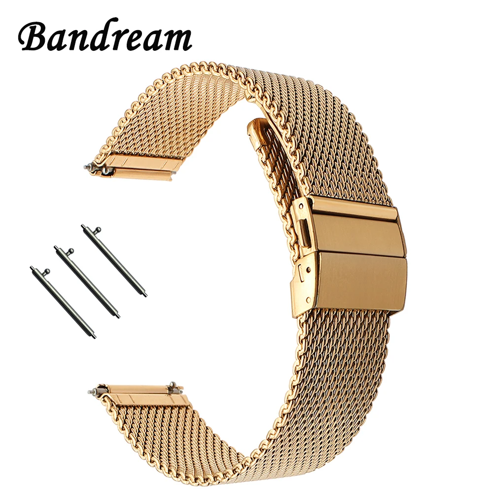 New Milanese Watchband+ Butterfly Buckle for Seiko Casio Citizen Orient Certina Watch Band Stainless Steel Strap 18mm 20mm 22mm