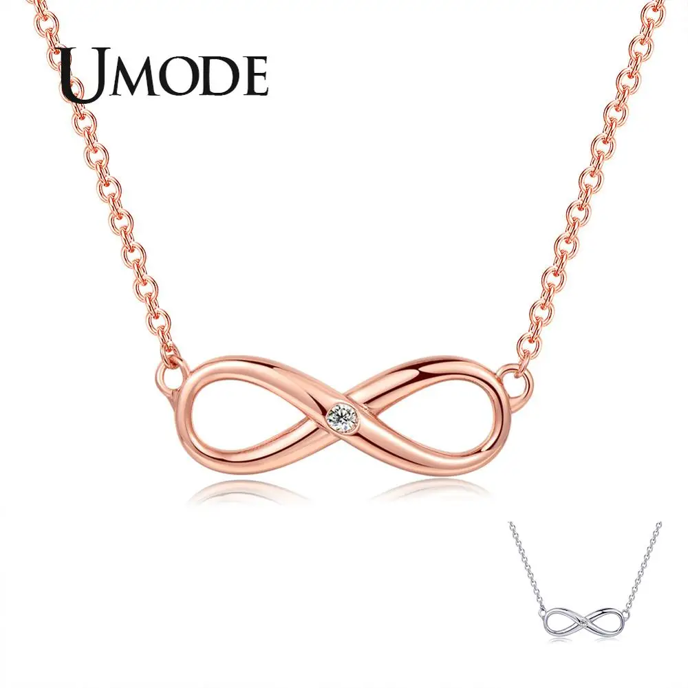 UMODE, розовое золото, чокеры, письмо бесконечность, ожерелье, длинная цепочка, ожерелье для женщин, модное ювелирное изделие, Женские аксессуары,, UN0350