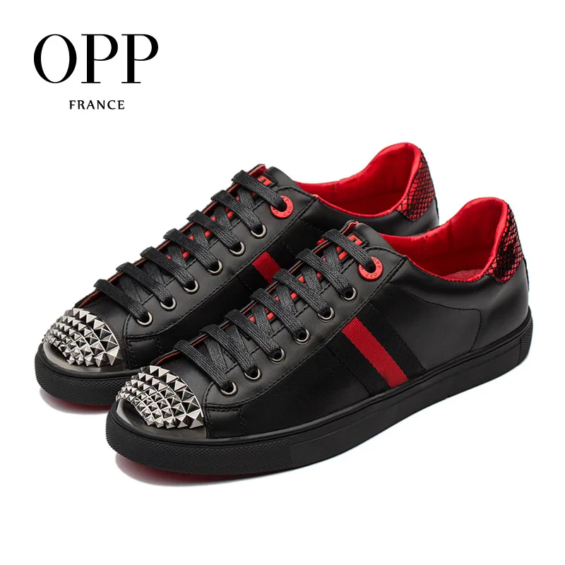 OPP Men's Shoes Hip Hop Metal Rivet Lace-up Leather Fashion Casual Rock Punk Skateboard | Обувь