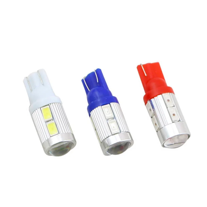 50X 12v Светодиодный светильник для автомобилей t10 10smd лампы 5630 5730 с объективом 10 smd