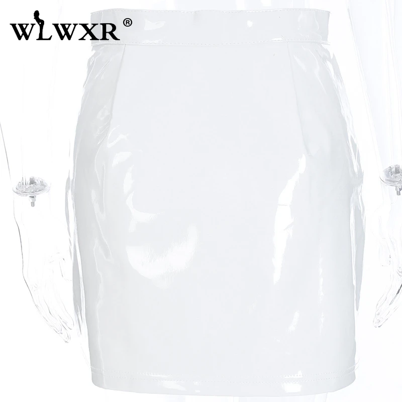 WLWXR искусственная кожа Pu юбки женские молнии карманы Розовый Черный Bodycon Высокая