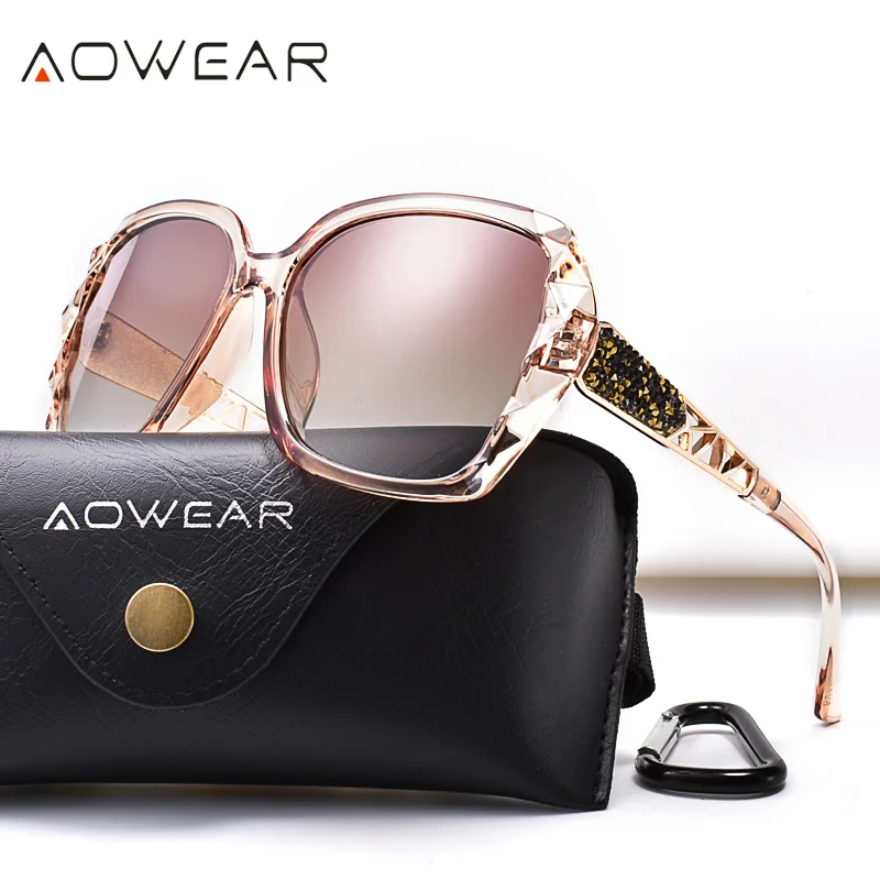 AOWEAR, негабаритные солнцезащитные очки, женские, поляризационные, квадратные, солнцезащитные очки для вождения, черный бриллиант, женские солнцезащитные очки, gafas de sol mujer