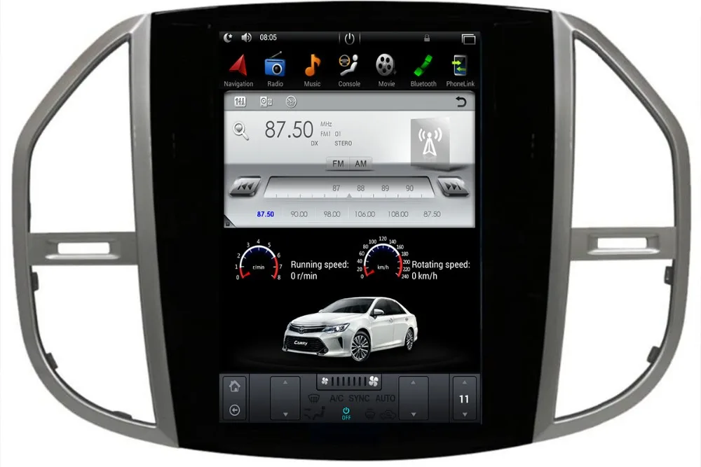 12,1 ''вертикальный автомобильный сенсорный экран в стиле Tesla Стиль Android 7,1 автомобиля DVD плеер с JPS и навигацией Радио стерео для Mercedes Benz Vito метрис