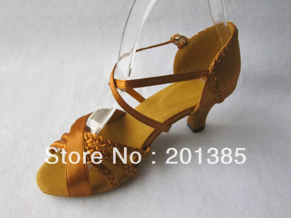 Профессиональные дамы Обувь для девочек Tan Satin Костюмы латиноамериканских танцев