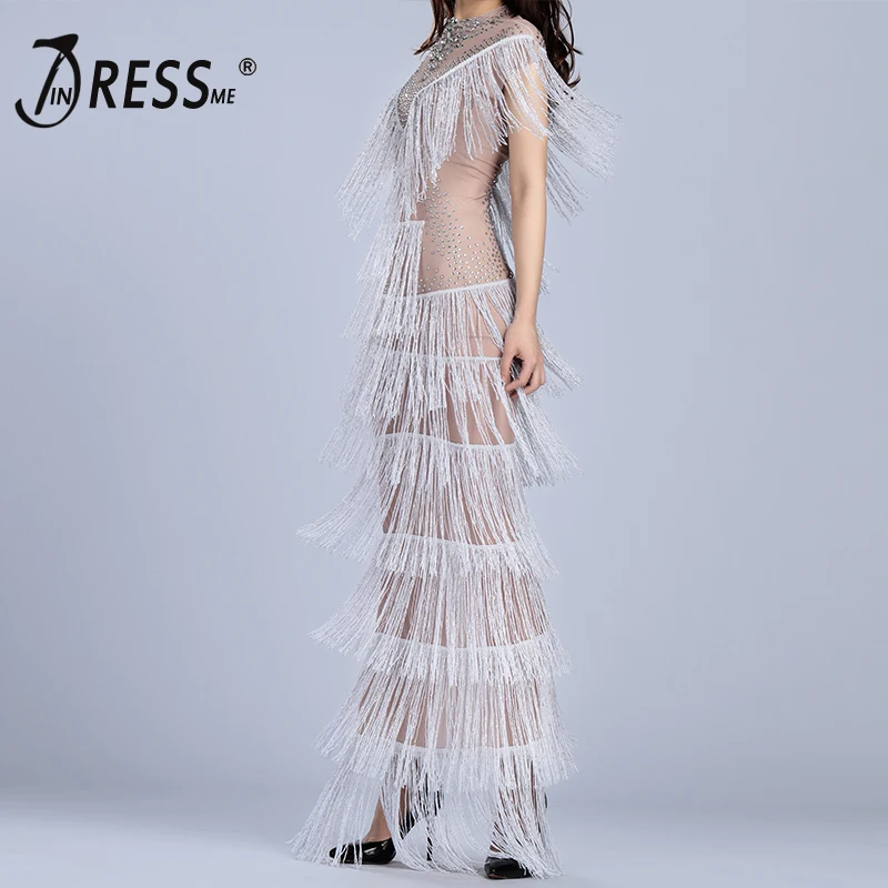 Женское многослойное платье INDRESSME элегантное праздничное с бахромой и