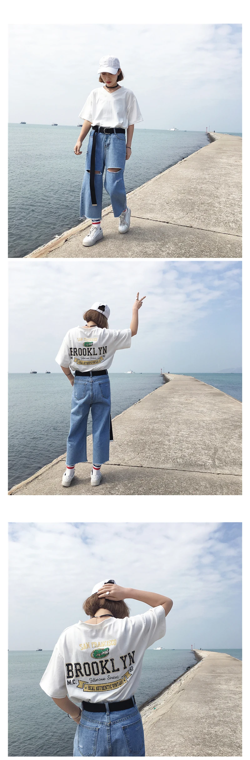 Camiseta Mujer весенне-Летняя женская футболка Топ корейский стиль Ulzzang Harajuku с буквенным принтом, футболка с коротким рукавом и v-образным вырезом