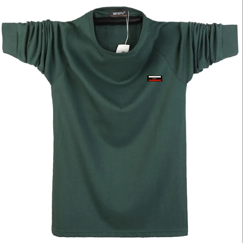 Плюс размер 3XL 4XL 5XL 6XL Мужская хлопковая футболка с длинным рукавом мужская одежда