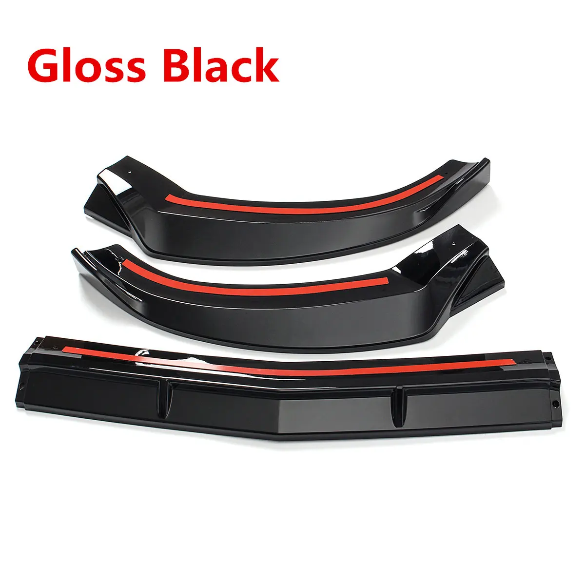 Glossy Black C250 W205 3 шт. автомобиля передний губы подбородок бампер спойлер разветвители кузова Комплект для Mercedes для Benz c-класс W205 C250 C300 C350 15-18 - Цвет: Glossy Black