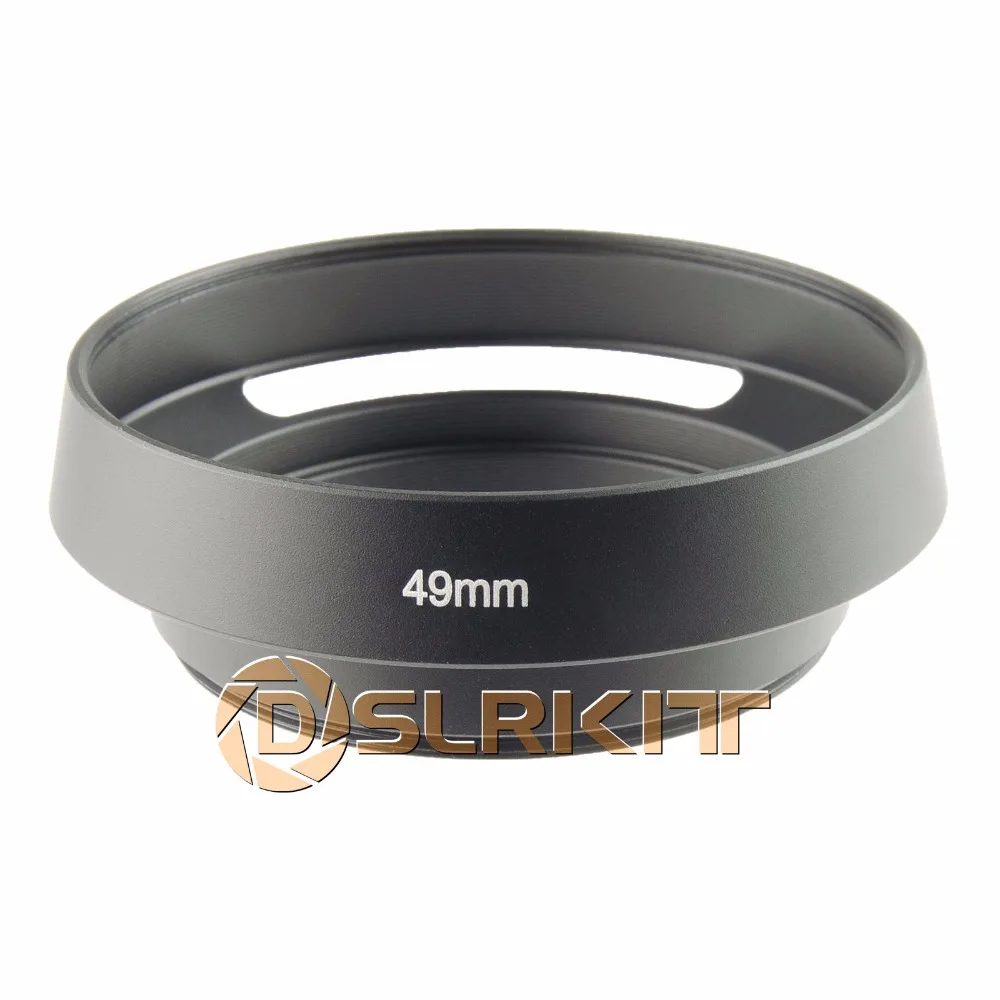 49mm Metal Black Vented Lens Hood for Canon Olympus Leica M Contax Fujifilm Sony