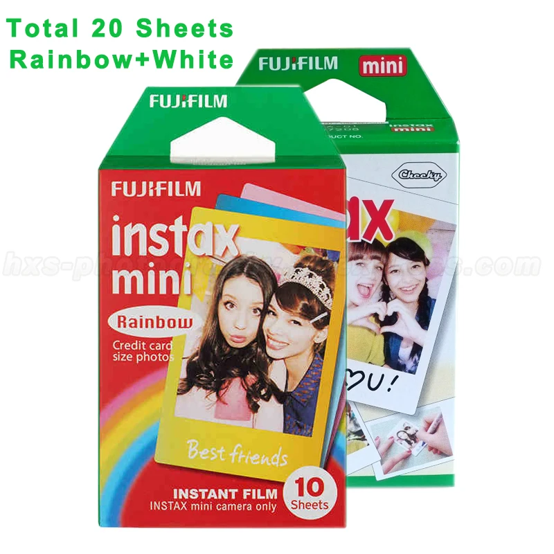 20 листов Fujifilm Instax Mini 9 пленка 3 дюйма Радуга/белый для 8 7S 25 70 90 камера и принтер LiPlay