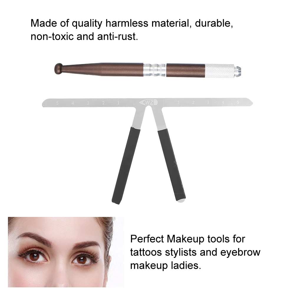 Набор для коррекции бровей трафарет линейка + ручка татуажа дизайнерский макияж