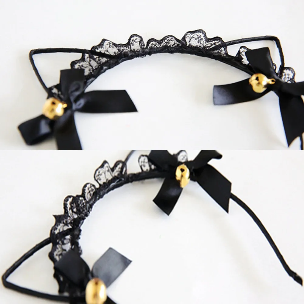 Женская Кружевная повязка на голову с кошачьими ушками|hair accessories|hair accessories for
