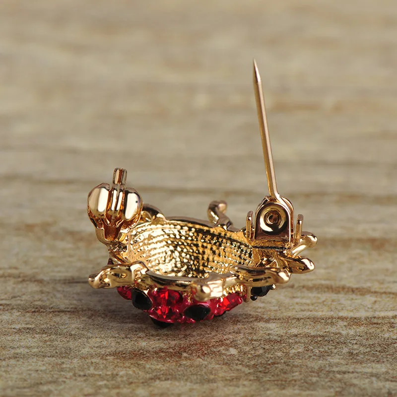 Детская Брошь Божья коровка Blucome маленькая брошь золотистого цвета с красными