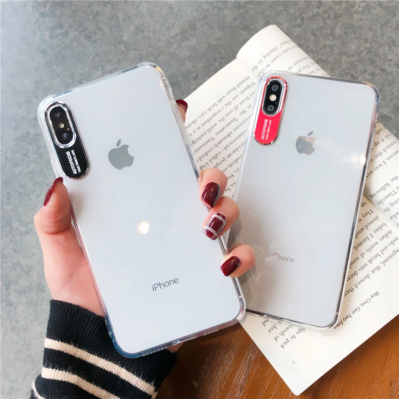 With Video For iPhone X XS Max XR 6S 6 8 7 Plus Cover Fashion TPU Transparent Phone Case Metal Lens Protection Shell |