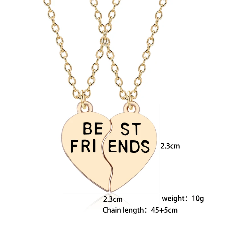 

2pcs/set Best Friends Pendant Gold corlour Metal Broken Heart BFF Necklace Women Friendship Jewelry Gifts Collares Dropshipping