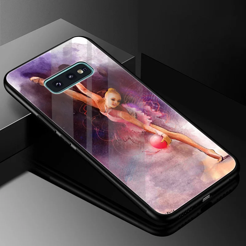 Стеклянный спортивный чехол для девочек в спортивном стиле цветной Samsung A10 A20 A30 A40