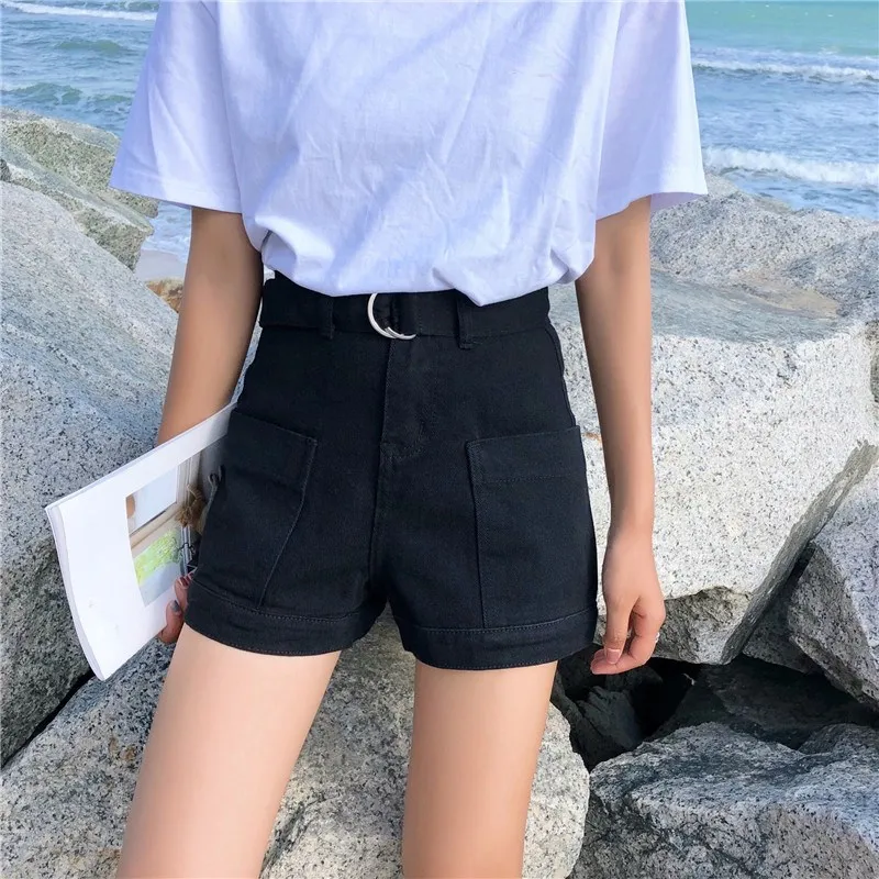 Женские джинсовые шорты с высокой талией повседневные карманами и 2019|Женские