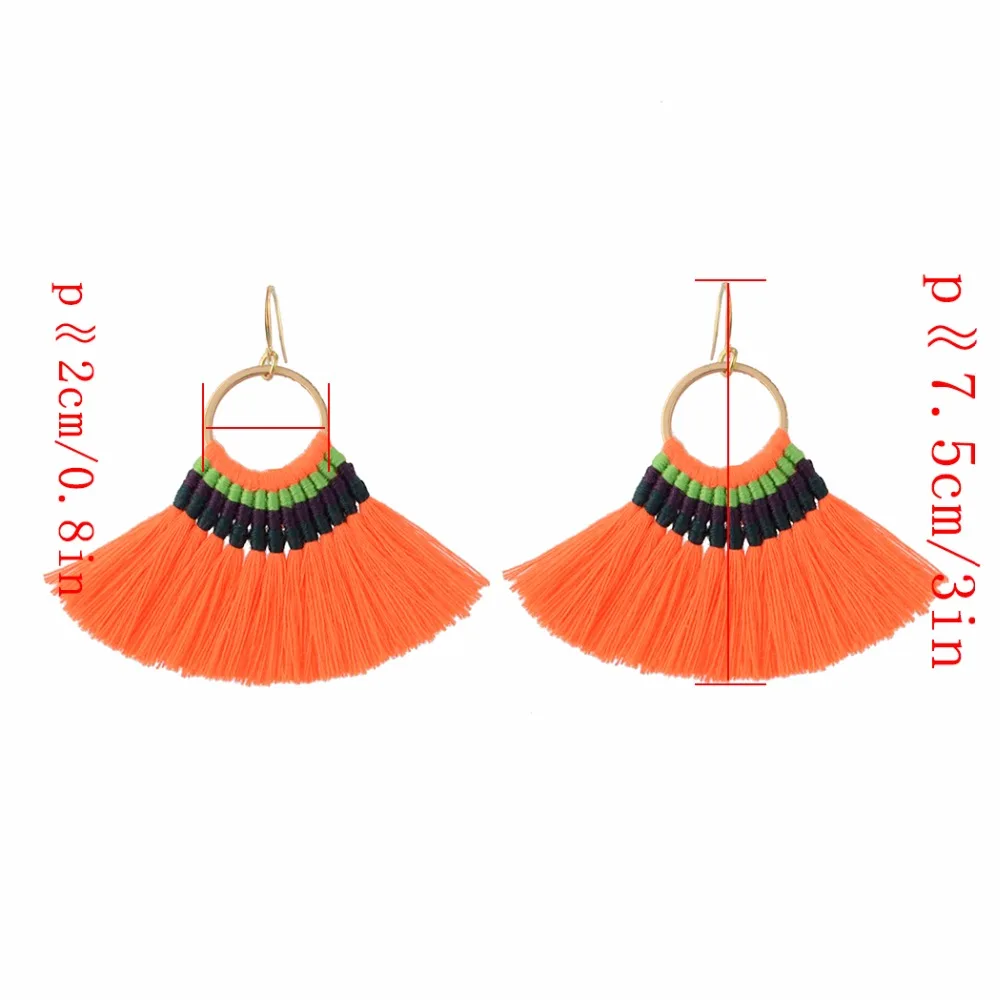 Богемные этнические серьги для женщин веерообразные Разноцветные Подвески