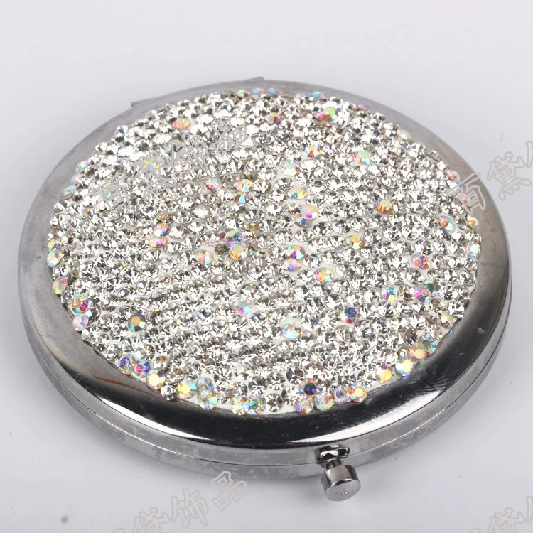 

Luxurious Portable mirror bling diamond pocket mirror makeup mirror Wedding Party Gifts Mirror Home office use magnifying glass
