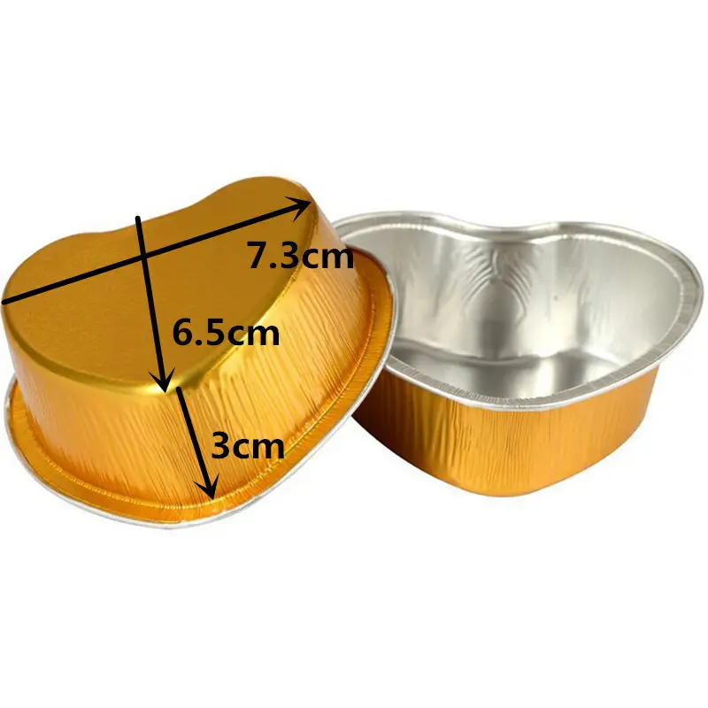 100 шт. одноразовые алюминиевые чашки для пудинга в форме сердца с крышками мл