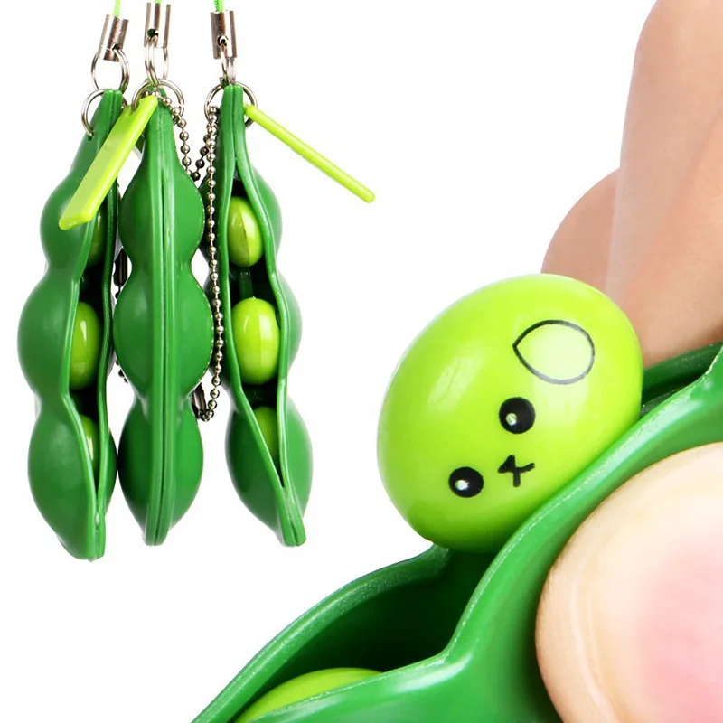 Милая Новинка брелок для снятия стресса женщин Edamame игрушечная цепочка ключей на
