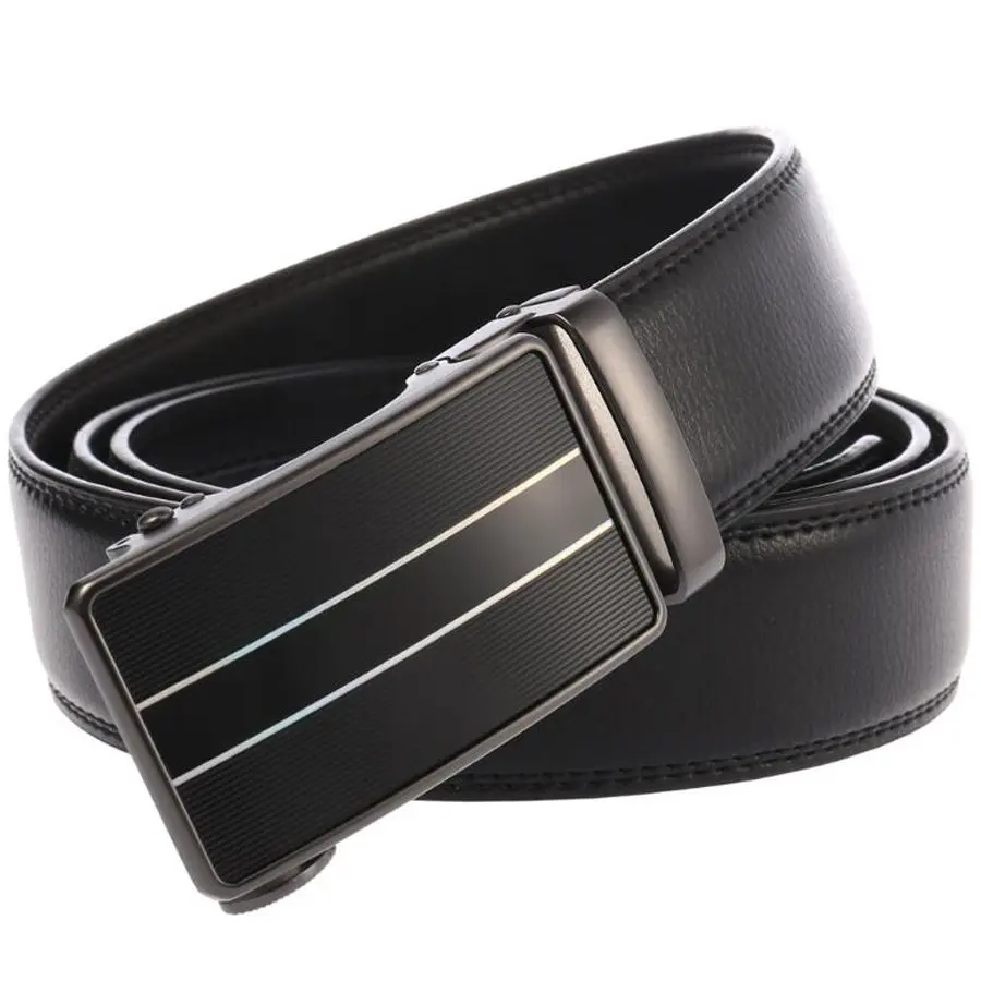 

Black Belt for Men, Designer Business Sliding Automatic Buckle Genuine Leather Belt Strap for Mens Gifts