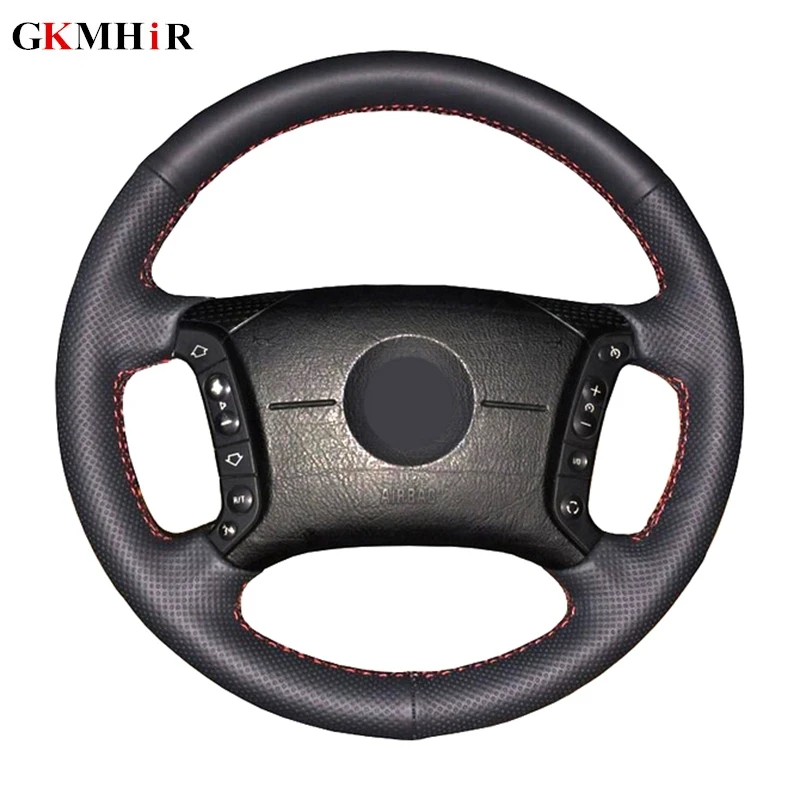 

GKMHiR Black Hand-Stitched Artificial Leather DIY Car Steering Wheel Cover for BMW E46 318i 325i E39 X5 E53 Steering Wheel Cover