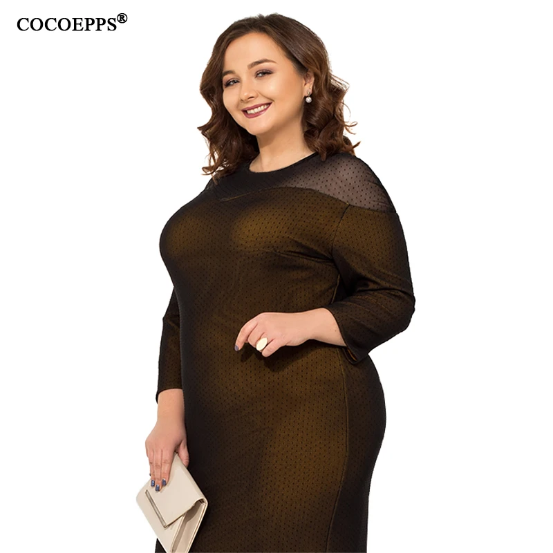 COCOEPPS 5XL 6XL женское Сетчатое платье большого размера плюс сексуальные вечерние винтажные платья элегантные женские бандажные туники большого размера Vestidos