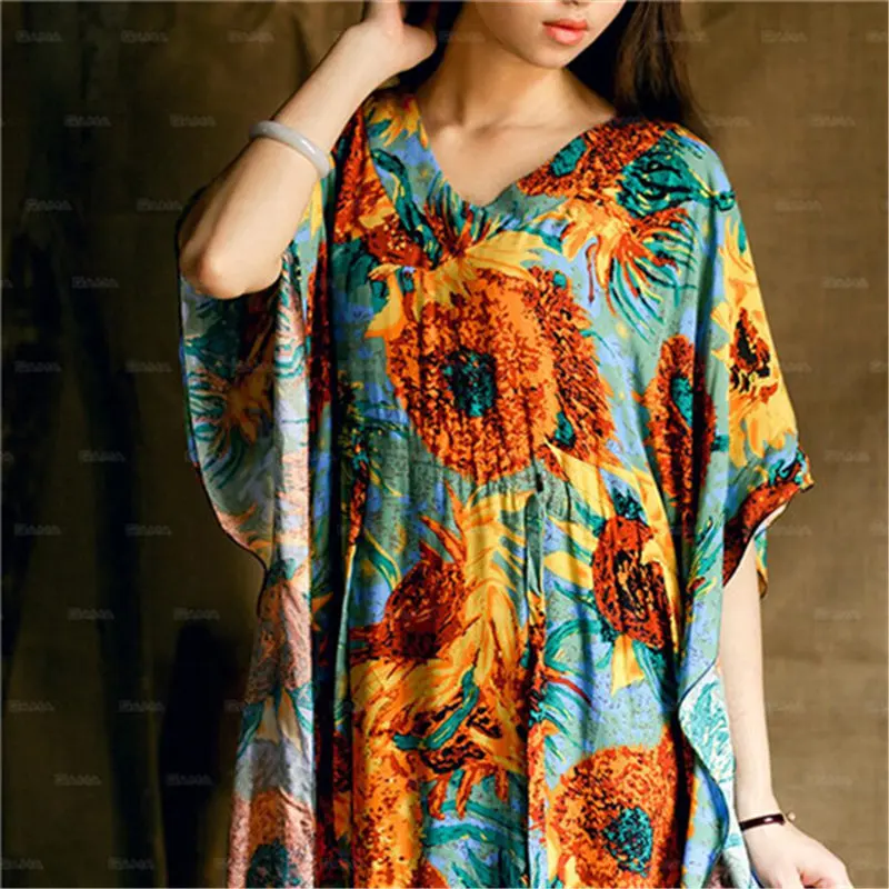 2019 богемное пляжная туника в этническом стиле хлопок вискоза платье макси Для