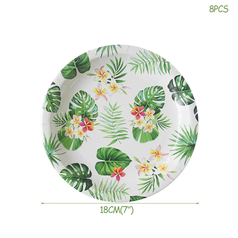8pcs 7inch Plates Гавайи участник Luau Фламинго вечерние фламинго украшение в виде ананаса летняя для вечеринки, дня рождения в гавайском стиле Вечерние Свадебный декор тропический Декор - Цвет: 8pcs 7inch Plates