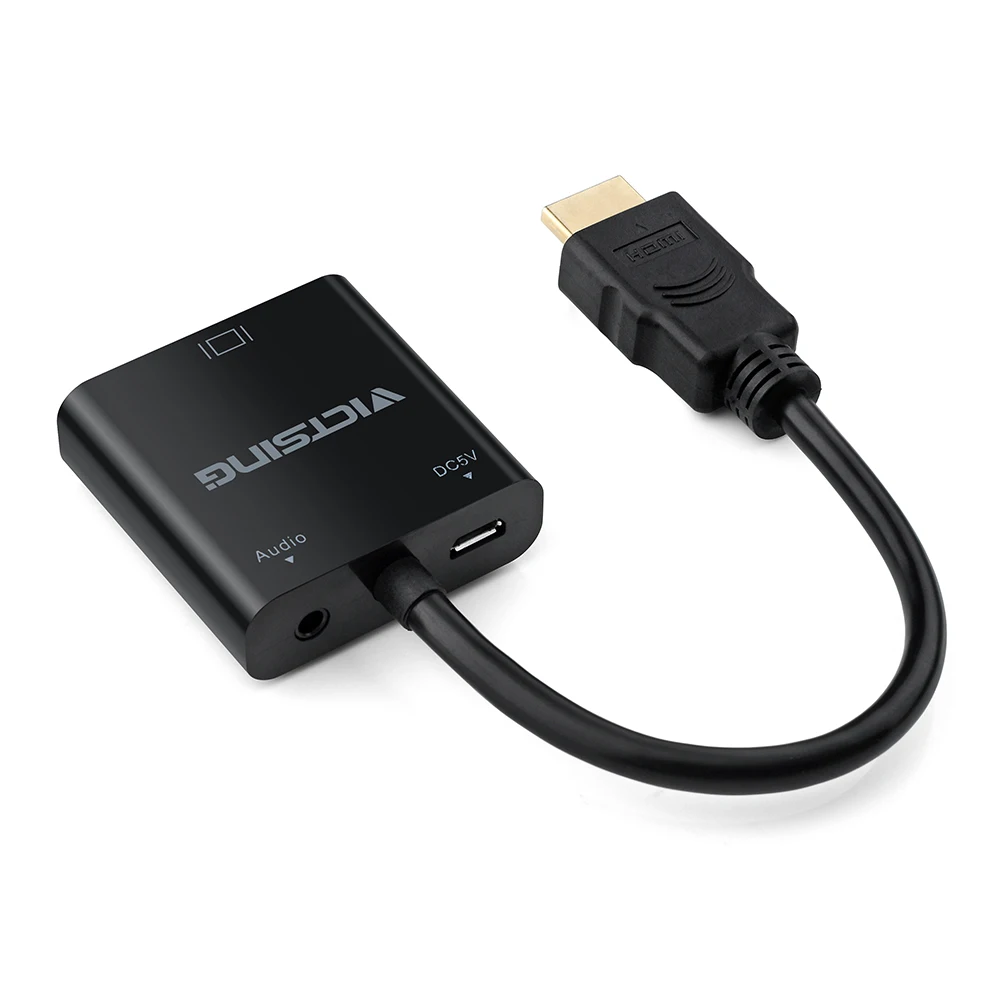 Позолоченный Переходник USB 3 5 1080P HDMI Male to VGA famale с микро-usb и аудиоинтерфейсом мм для