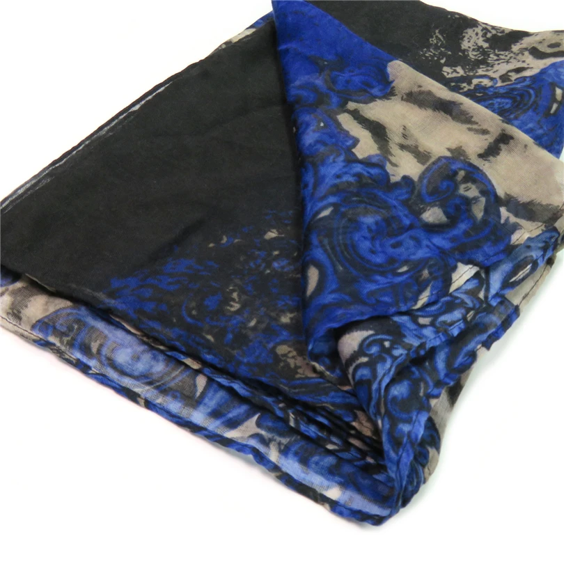 Шарф для женщин шали и шарфы 2017 мода обертывание бандана винтажный принт синие