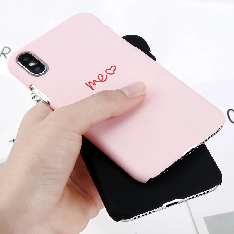 Lovebay для iPhone 6 S 7 8 Plus X Чехол модная пара розовый я черный вы письмо любовь сердце