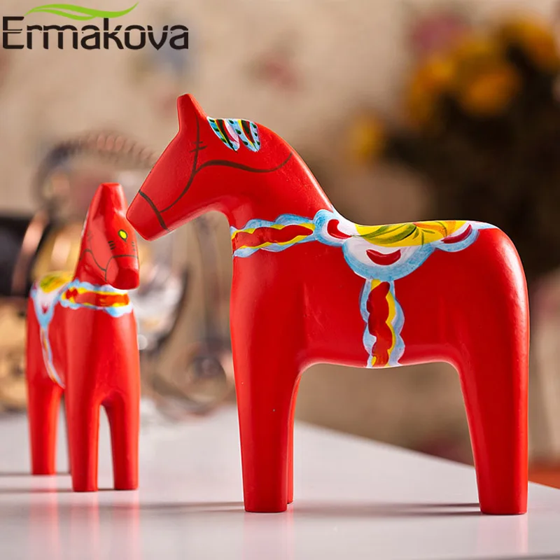 ERMAKOVA 2 шт./компл. деревянный Дала лошадь StatueTraditional животного Скульптура шведский отель фигурка коня подарок сувенир Декор