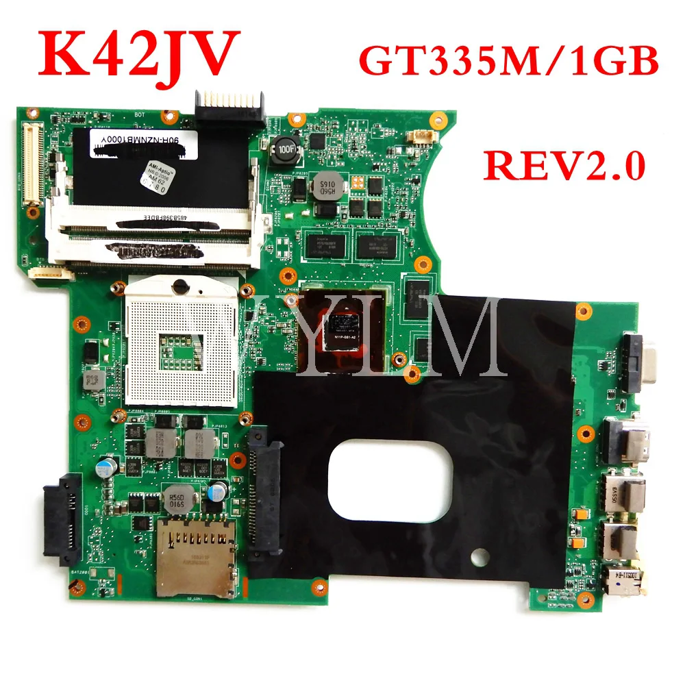 K42JV GT335M/1 GB/8 GB/видеокарта 1 ГБ REV2.0 для ASUS A42J X42J K42J K42JR Материнская плата ноутбука
