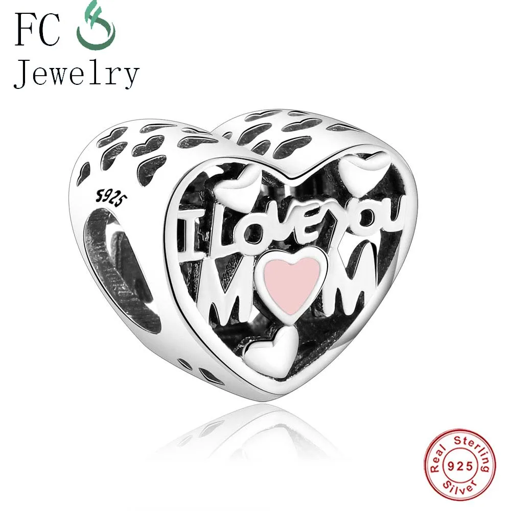 Бусины шармы из серебра 925 пробы для браслета I Love Mom|Бусины| |