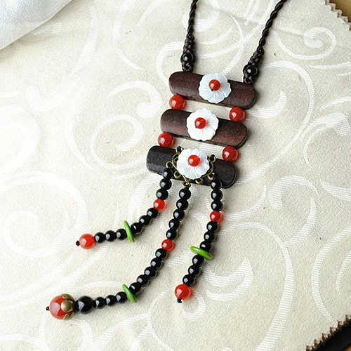 Этнические ювелирные изделия винтажное длинное ожерелье со свитером из ракушек