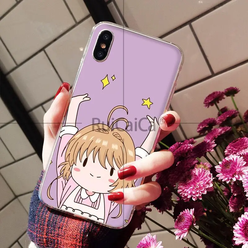 Силиконовый прозрачный чехол для телефона Ruicaica Magic Card Girl Sakura Apple iPhone 8 7 6 6S Plus X XS MAX 5