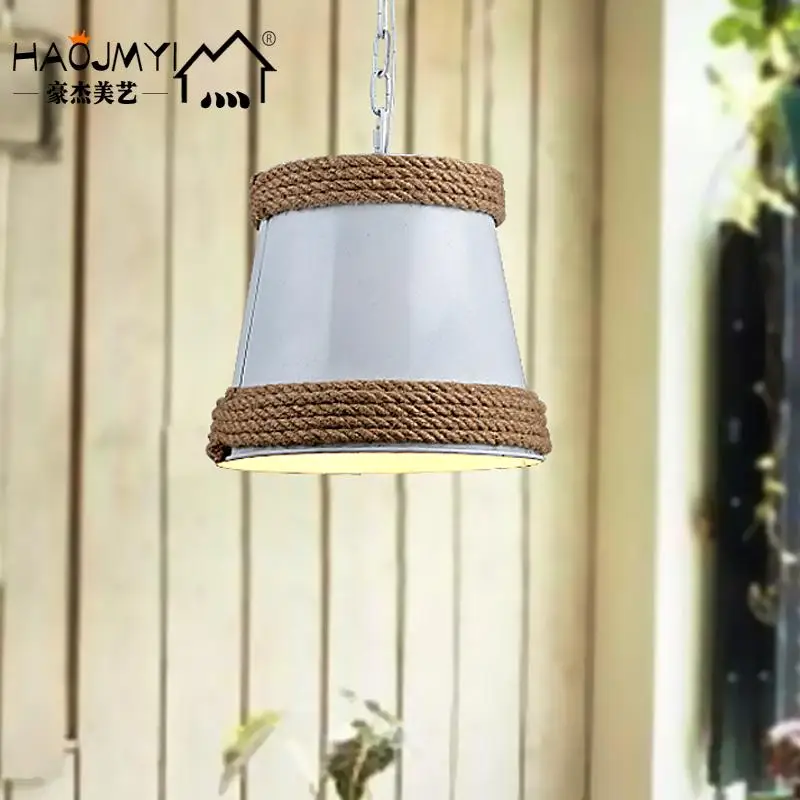 

Loft Vintage Iron pendant light rope American creative personality diffuse cafe bar industrial pendant light ya7318